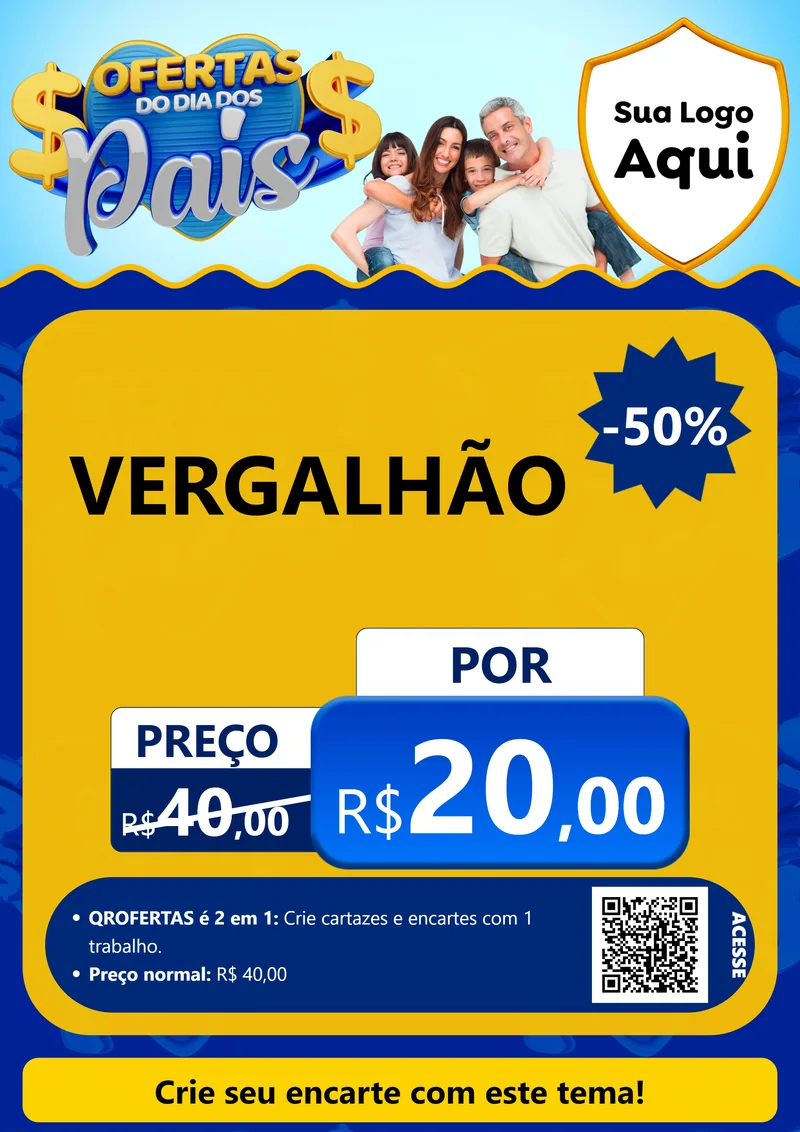 Modelo de Cartaz para Cartaz A4 Vertical com o tema Ofertas do Dia dos Pais para Ferragens