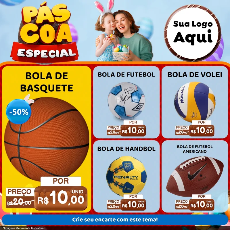 Modelo de Rede Social para Feed Facebook com o tema Páscoa Especial para Artigos Esportivos