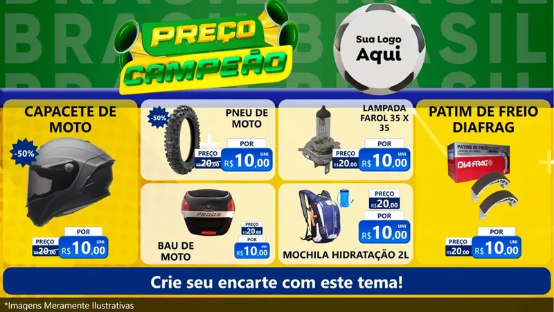 Modelo de TV para TV Horizontal com o tema Preço Campeão - Copa para Moto peças