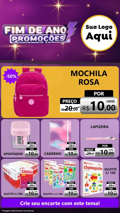 Modelo de Rede Social para Stories com o tema Fim de Ano Promoções para Papelaria