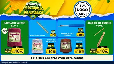 Modelo de TV para TV Horizontal com o tema Feriado da Proclamação da República para Armarinho e Aviamentos