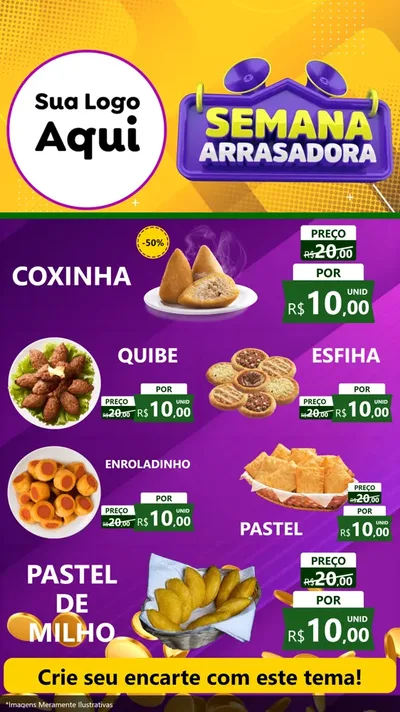 Modelo de TV para TV Vertical com o tema Semana Arrasadora para Salgadaria