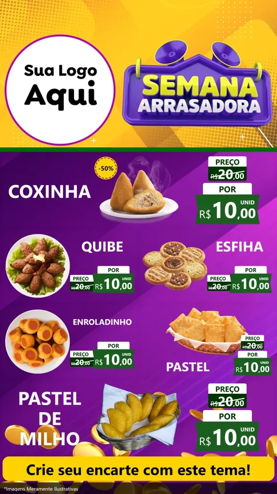Modelo de TV para TV Vertical com o tema Semana Arrasadora para Salgadaria
