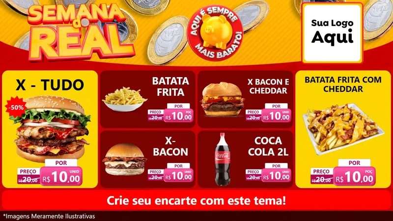 Modelo de TV para TV Horizontal com o tema Semana do Real para Hamburgueria