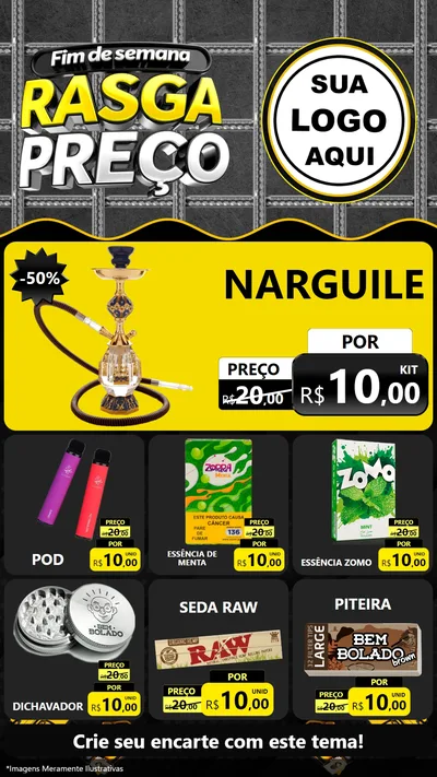 Modelo de Rede Social para Stories com o tema Fim de Semana Rasga Preço para Tabacaria