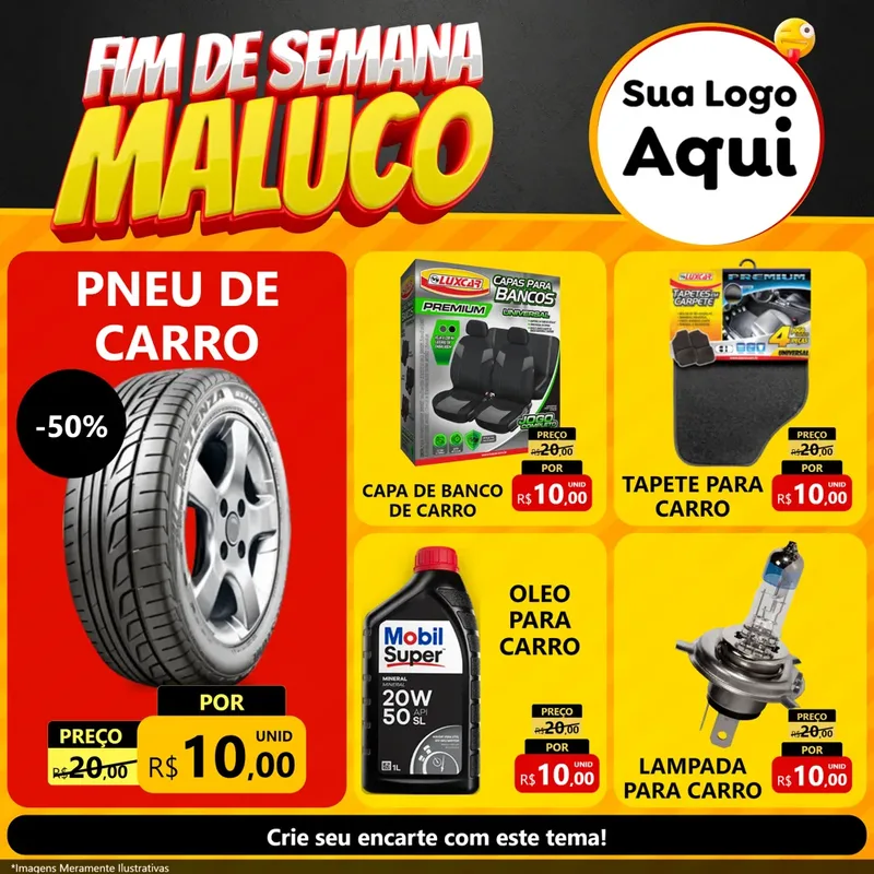 Modelo de Rede Social para Feed Facebook com o tema Final de Semana Maluco para Auto peças