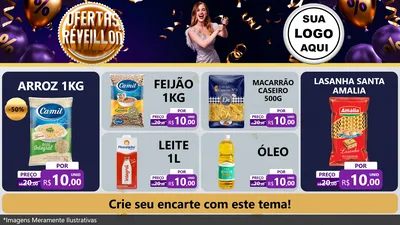 Modelo de TV para TV Horizontal com o tema Ofertas de Réveillon para Supermercado