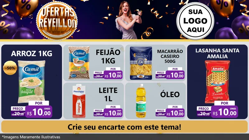 Modelo de TV para TV Horizontal com o tema Ofertas de Réveillon para Supermercado