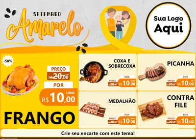 Modelo de Encarte para Encarte A4 Horizontal com o tema Setembro Amarelo para Assados