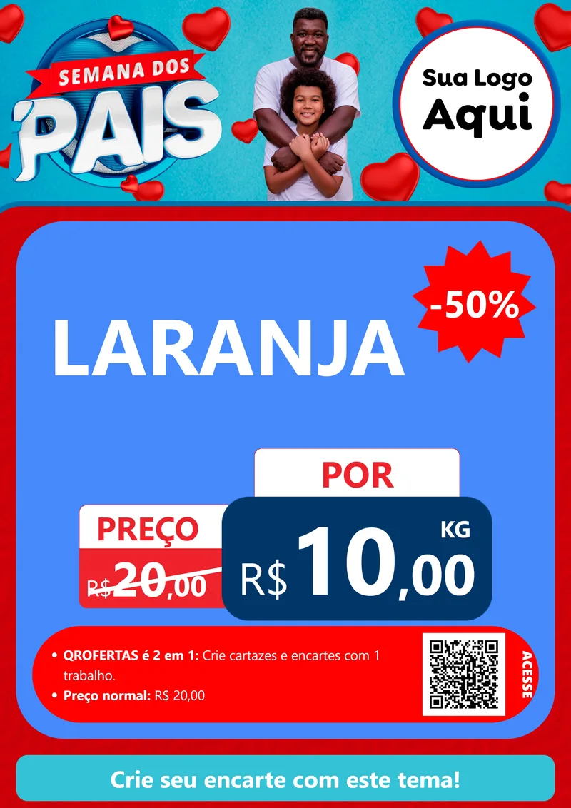 Modelo de Cartaz para Cartaz A4 Vertical com o tema Semana Dos Pais para Hortifrúti