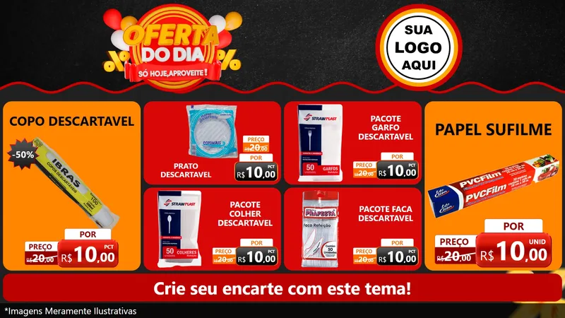 Modelo de TV para TV Horizontal com o tema Oferta do Dia - Só hoje, Aproveite! para Embalagens