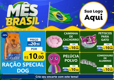 Modelo de Encarte para Encarte A4 Horizontal com o tema Mês do Brasil para Pet Shop