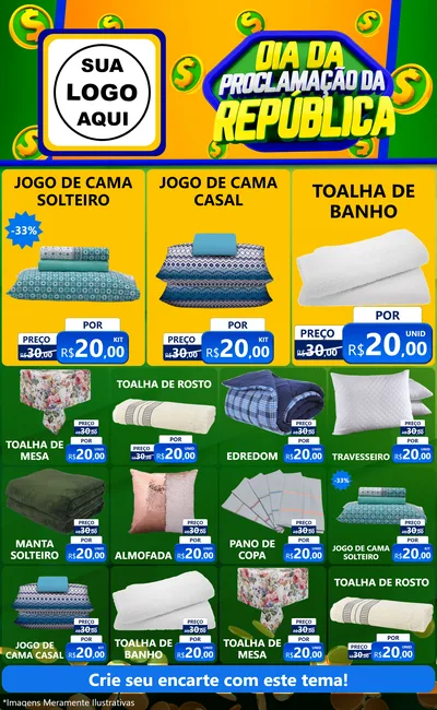 Modelo de Encarte para Encarte Grande com o tema Dia Da Proclamação da República para Cama, Mesa e Banho
