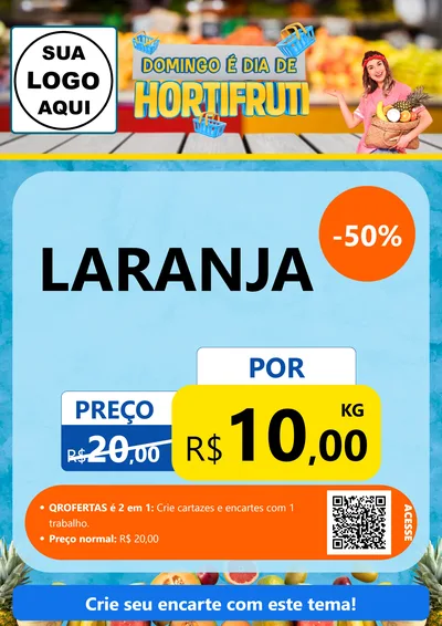 Modelo de Cartaz para Cartaz A4 Vertical com o tema Domingo É Dia de Hortifruti para Hortifrúti