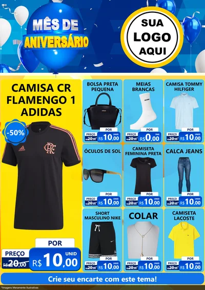 Modelo de Encarte para Encarte A4 Vertical com o tema Mês de Aniversário para Roupas e acessórios