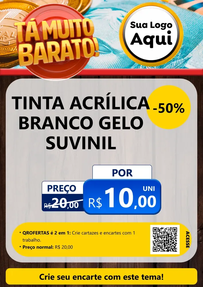 Modelo de Cartaz para Cartaz A4 Vertical com o tema Está Muito Barato para Tintas e Ferramentas