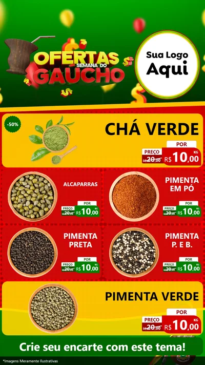 Modelo de TV para TV Vertical com o tema Ofertas Semana Do Gaúcho para Produtos Naturais