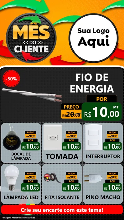 Modelo de Rede Social para Stories com o tema Mês do Cliente para Materiais Elétricos