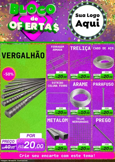Modelo de Encarte para Encarte A4 Vertical com o tema Bloco de Ofertas para Ferragens