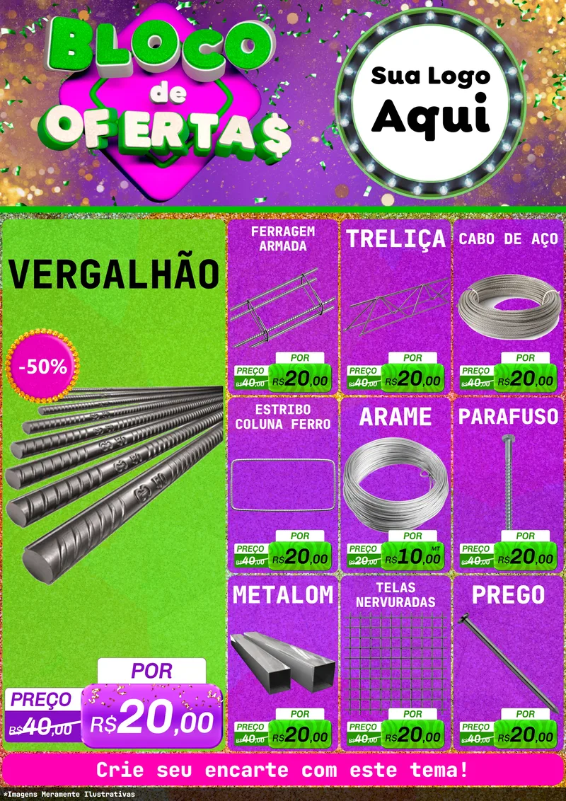 Modelo de Encarte para Encarte A4 Vertical com o tema Bloco de Ofertas para Ferragens