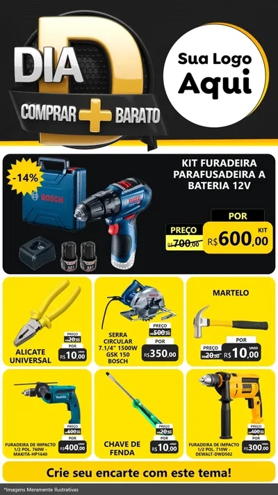 Modelo de Rede Social para Stories com o tema Dia D Mais Economia para Maquinas e Ferramentas
