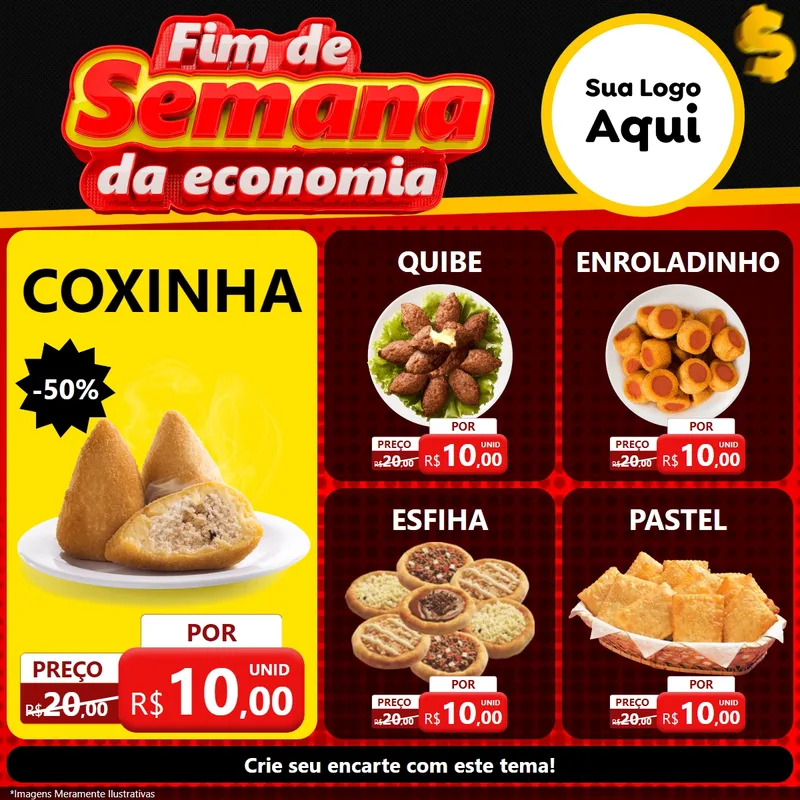 Modelo de Rede Social para Feed Facebook com o tema Fim de Semana da Economia para Salgadaria