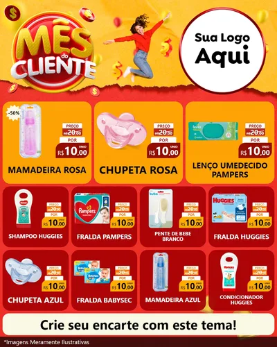 Modelo de Rede Social para Feed Instagram com o tema Mês do Cliente para Bebês