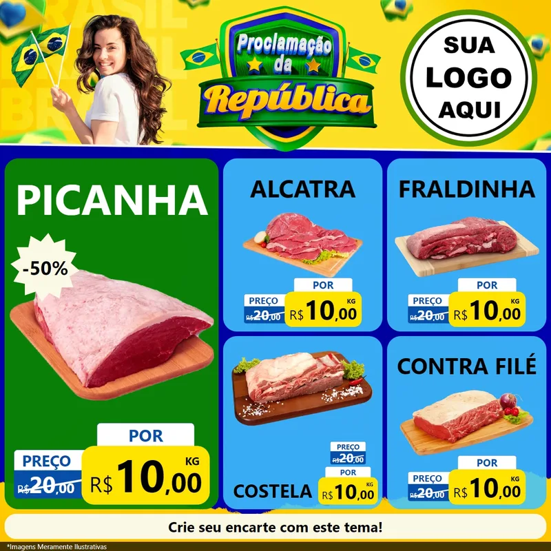 Modelo de Rede Social para Feed Facebook com o tema Proclamação da República para Açougue
