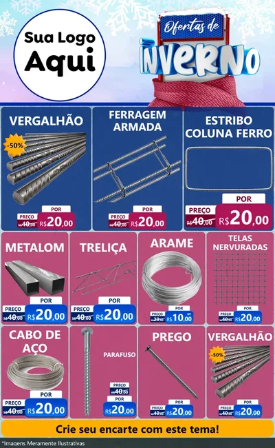 Modelo de Encarte para Encarte Grande com o tema Ofertas de Inverno para Ferragens