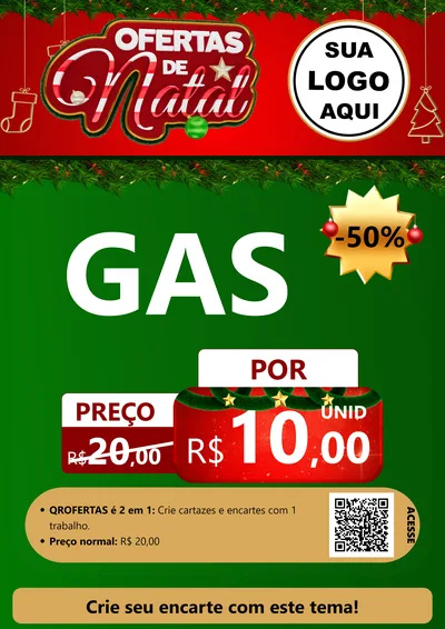 Modelo de Cartaz para Cartaz A4 Vertical com o tema Ofertas de Natal para Água e gás