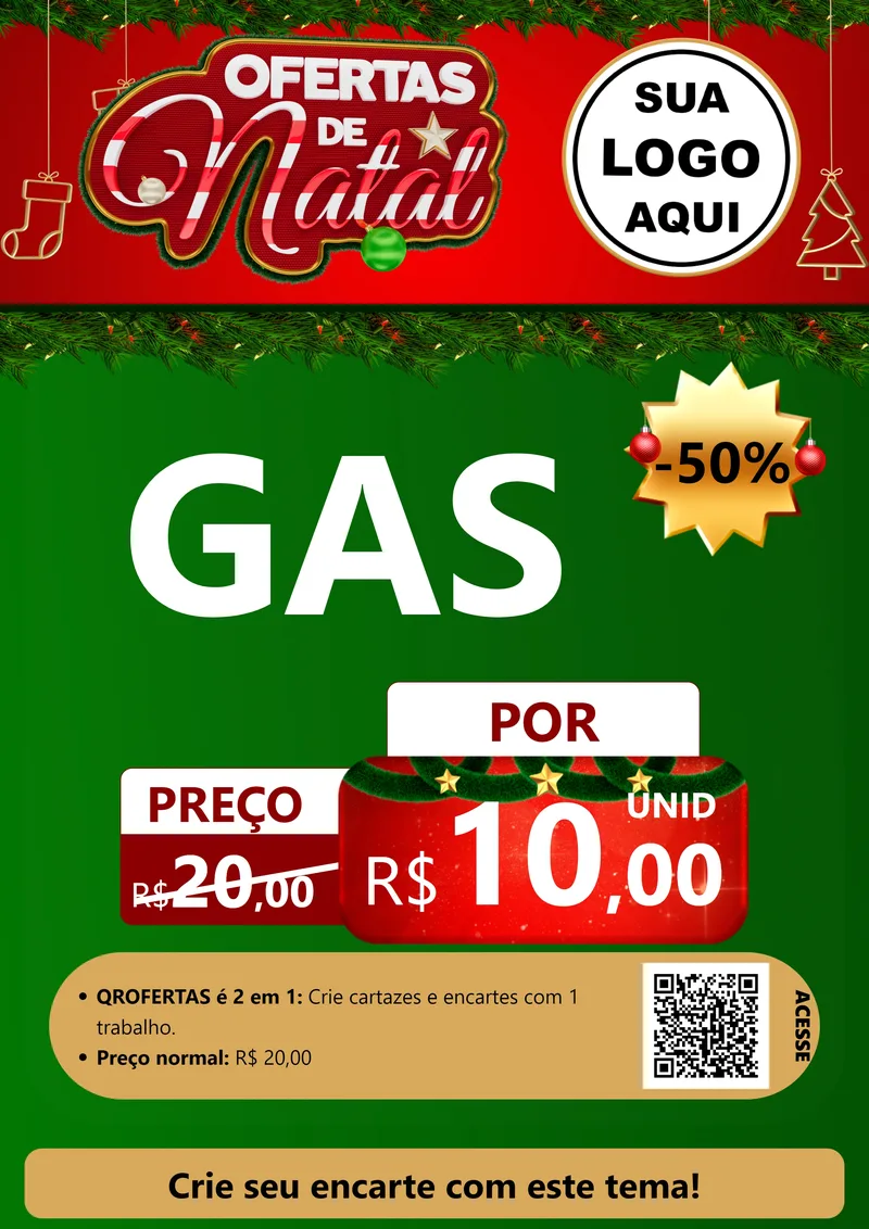 Modelo de Cartaz para Cartaz A4 Vertical com o tema Ofertas de Natal para Água e gás