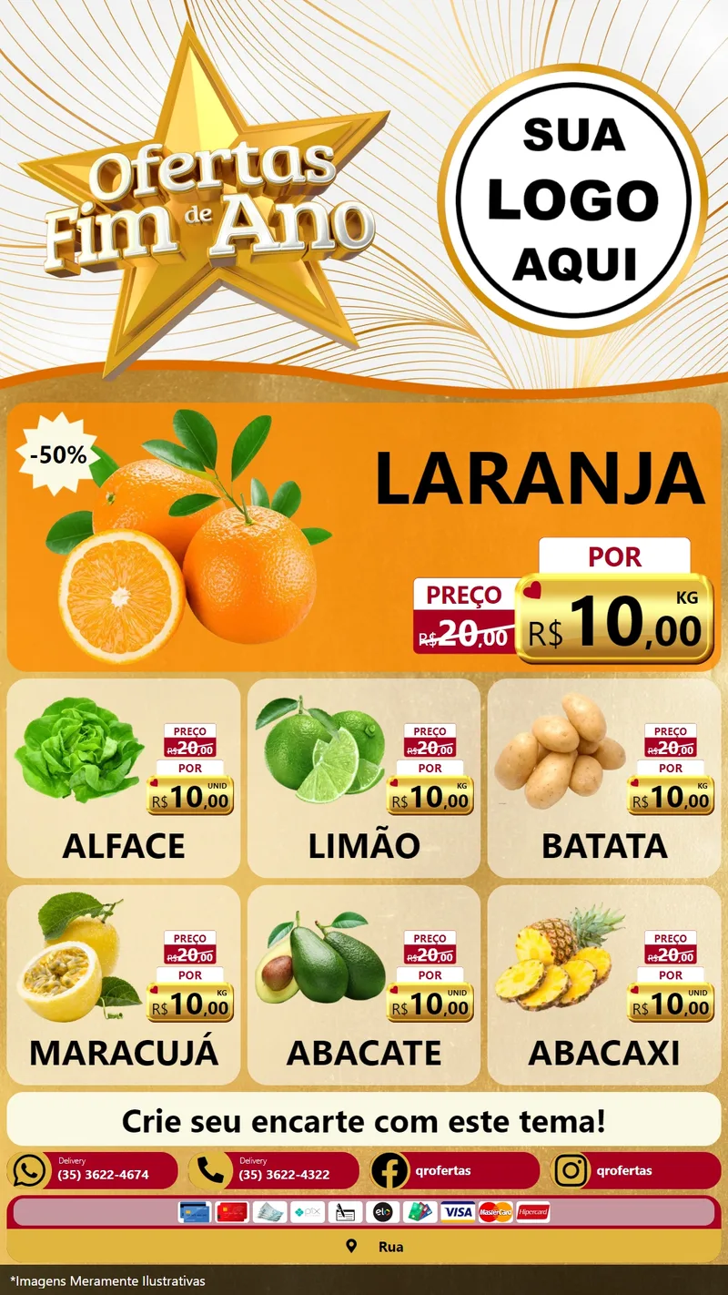 Modelo de Rede Social para Stories com o tema Ofertas Fim de Ano para Hortifrúti