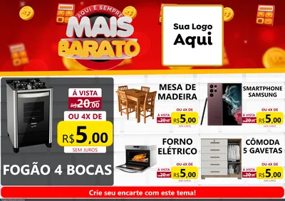 Modelo de Encarte para Encarte A4 Horizontal com o tema Mais Barato para Móveis e Eletro