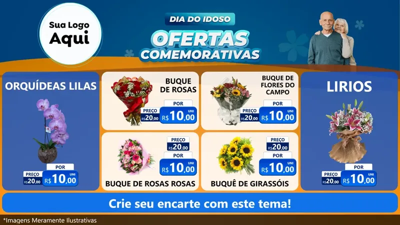 Modelo de TV para TV Horizontal com o tema Dia do Idoso para Floricultura e jardim