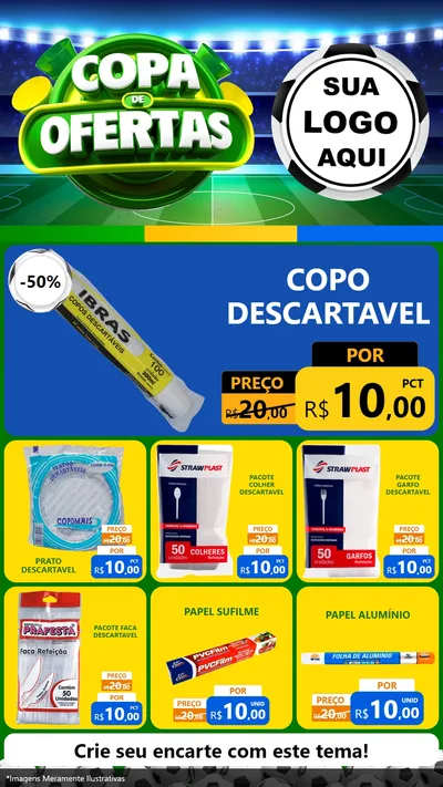 Modelo de Rede Social para Stories com o tema Copa de Ofertas para Embalagens