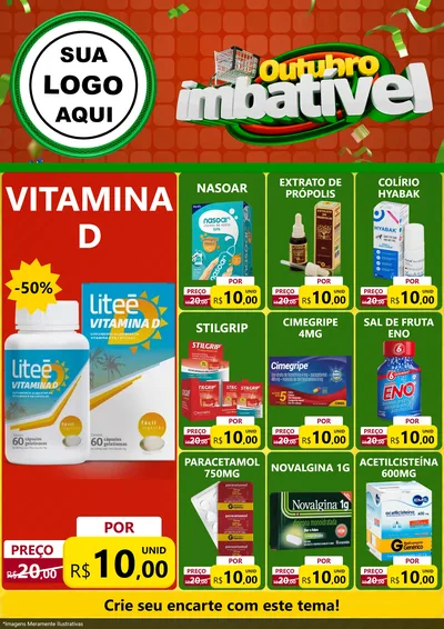 Modelo de Encarte para Encarte A4 Vertical com o tema Outubro Imbatível para Farmácia