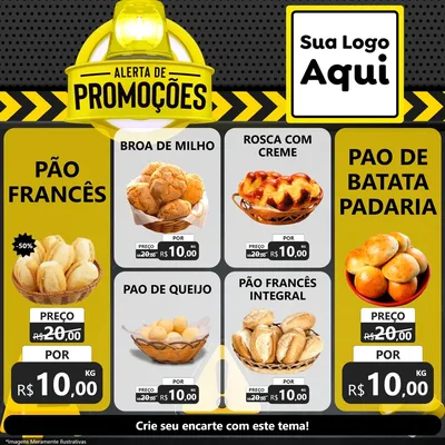 Modelo de Rede Social para Feed Facebook com o tema Alerta de Promoções para Padaria