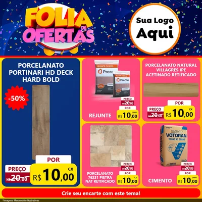Modelo de Rede Social para Feed Facebook com o tema Folia de Ofertas para Pisos e revestimentos