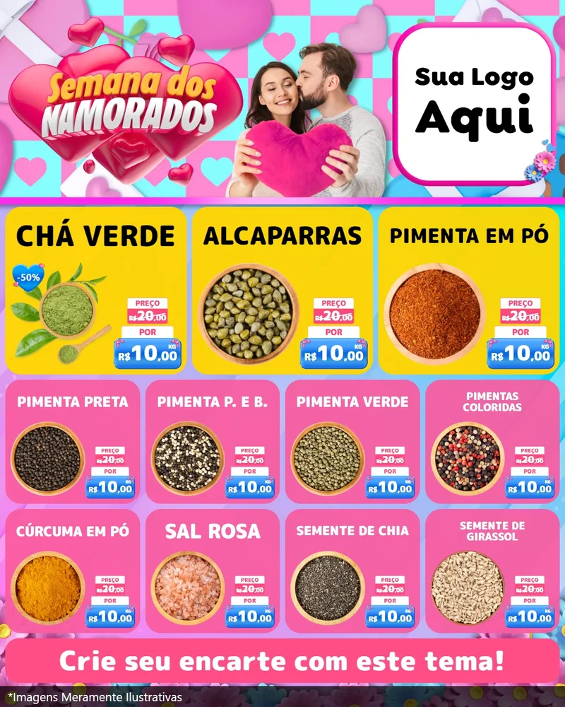 Modelo de Rede Social para Feed Instagram com o tema Semana dos Namorados para Produtos Naturais