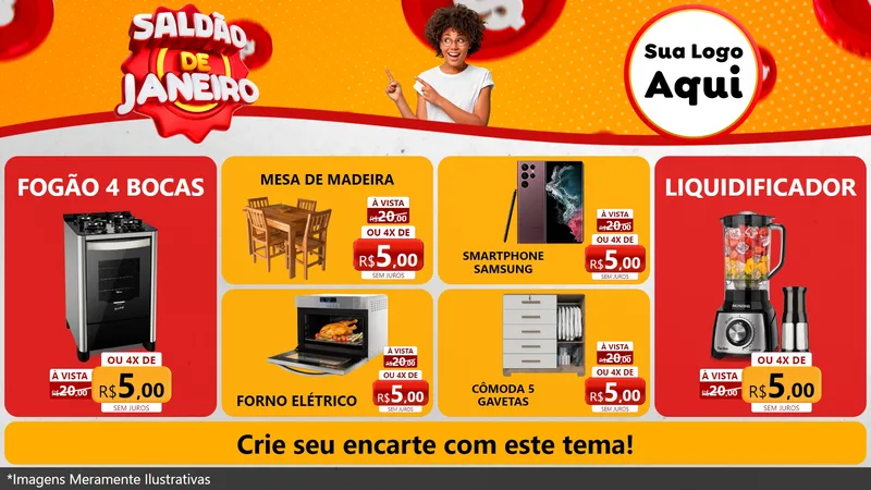 Modelo de TV para TV Horizontal com o tema Saldão de Janeiro para Móveis e Eletro