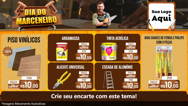 Modelo de TV para TV Horizontal com o tema Dia do Marceneiro para Material para Construção