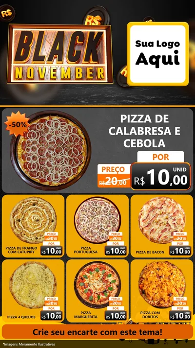 Modelo de Rede Social para Stories com o tema Black November para Pizzaria