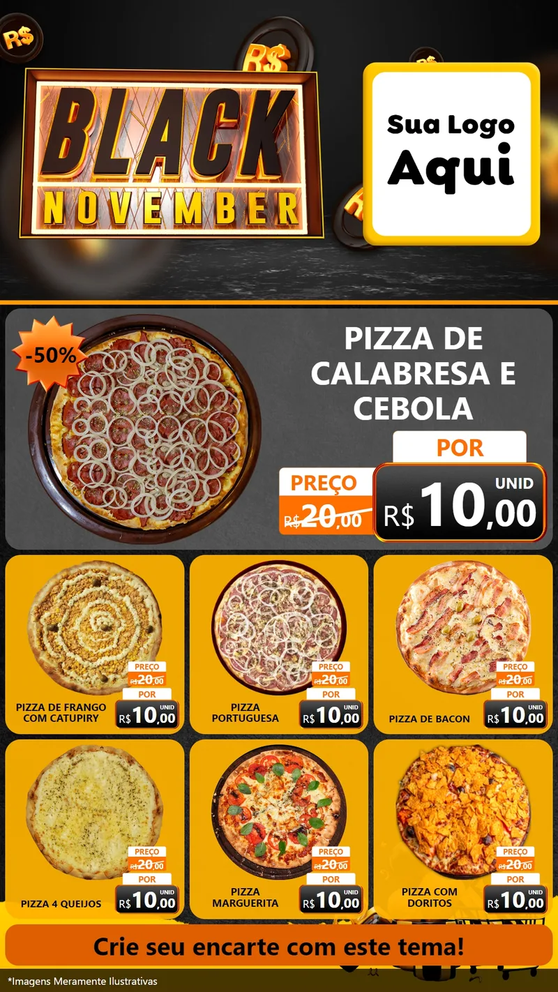 Modelo de Rede Social para Stories com o tema Black November para Pizzaria
