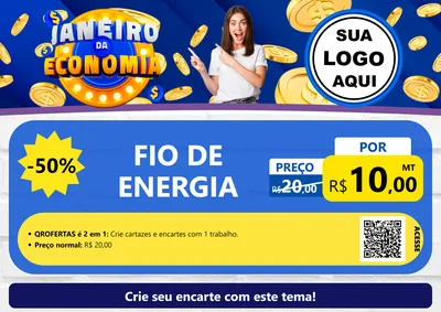 Modelo de Cartaz para Cartaz A4 Horizontal com o tema Janeiro da Economia para Materiais Elétricos
