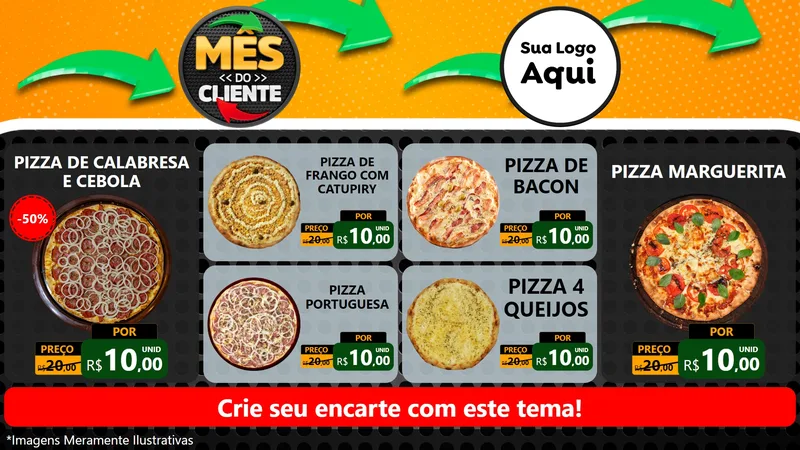Modelo de TV para TV Horizontal com o tema Mês do Cliente para Pizzaria