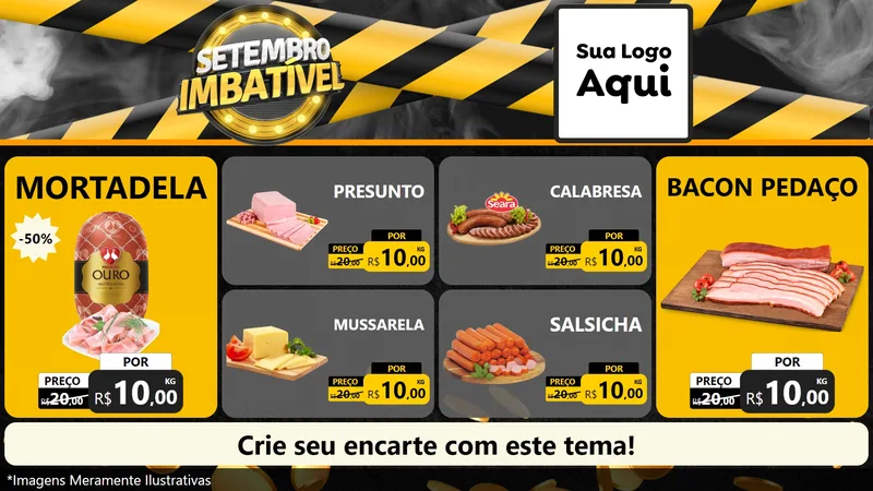 Modelo de TV para TV Horizontal com o tema Setembro Imbatível para Frios e Laticínios