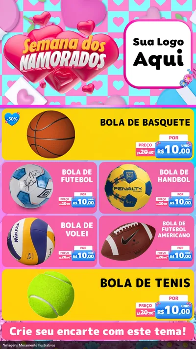 Modelo de TV para TV Vertical com o tema Semana dos Namorados para Artigos Esportivos