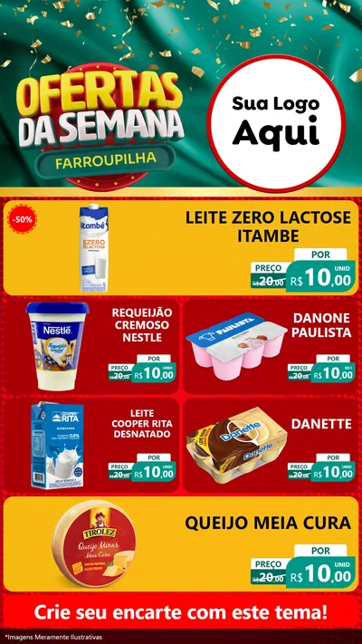 Modelo de TV para TV Vertical com o tema Ofertas da Semana Farroupilha para Frios e Laticínios