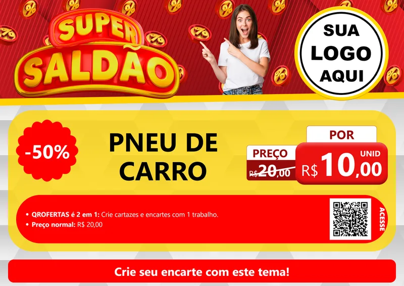 Modelo de Cartaz para Cartaz A4 Horizontal com o tema Super Saldão para Auto peças