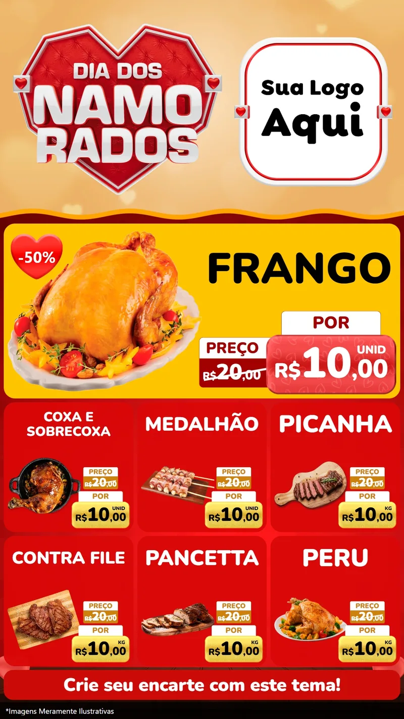 Modelo de Rede Social para Stories com o tema Dia dos Namorados para Assados